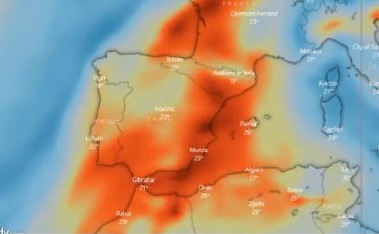 El polvo del Sáhara llegará a gran parte de la Península Ibérica y parte de Francia.