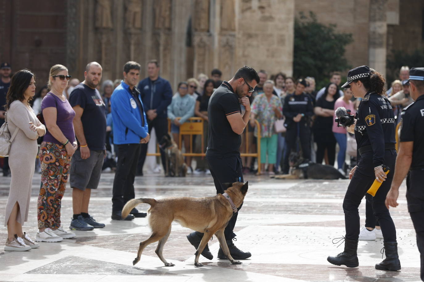 Fotos: Exhibición de unidades caninas de policías y bomberos en la plaza de la Virgen