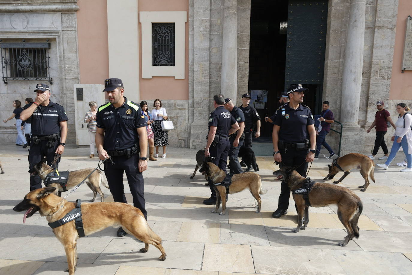 Fotos: Exhibición de unidades caninas de policías y bomberos en la plaza de la Virgen