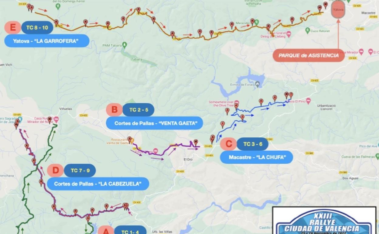 El recorrido del rally en Valencia. 