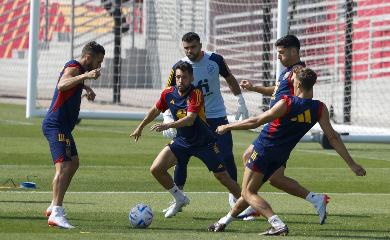 Entrenamiento de la selección española antes del partido frente a Costa Rica