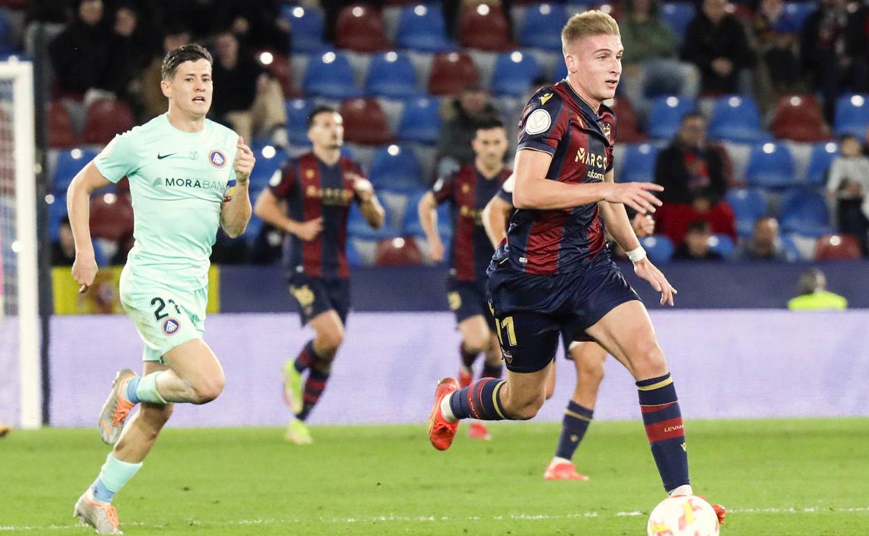 Alejandro Cantero, durante el partido contra el Andorra.