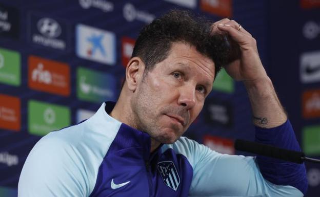 Diego Pablo Simeone, entrenador del Atlético, este miércoles en rueda de prensa. 