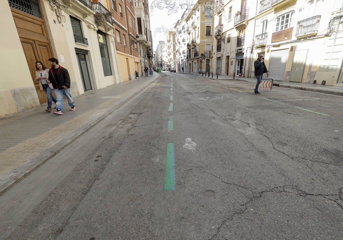 Zona de la calle Lepanto del barrio Botánico con zonas verde para residentes.