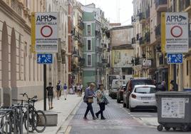 Zona de acceso al área restringida de Ciutat Vella.