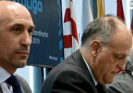 Luis Rubiales, presidente de la Federación, y Javier Tebas, de LaLiga