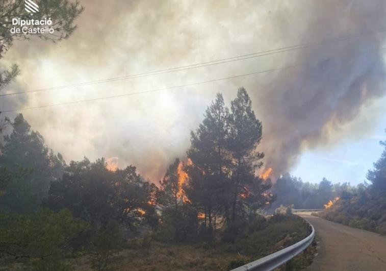 Así avanza el incendio forestal en Villanueva de Viver