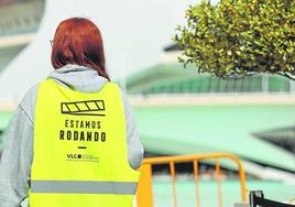 Personal de rodaje en la Ciudad de las Artes y las Ciencias.