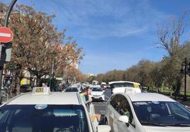 Manifestación de taxis en Valencia.