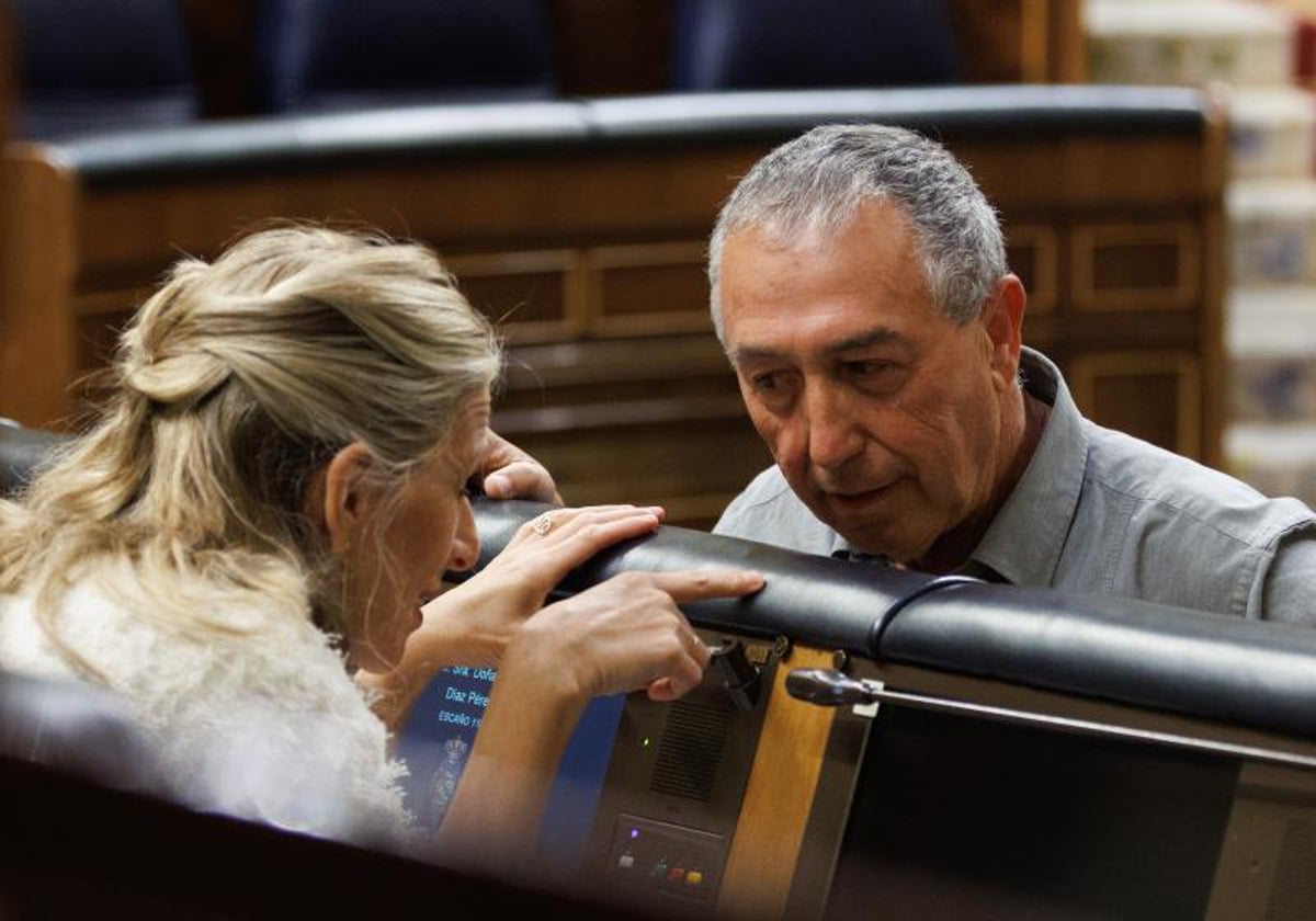 Yolanda Díaz y Joan Baldoví, en el Congreso de los Diputados.