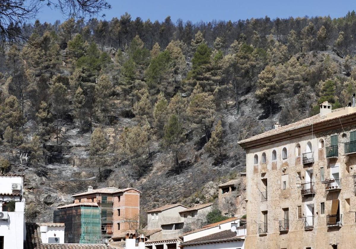 Montán, arrasado por las llamas del incendio en Castellón