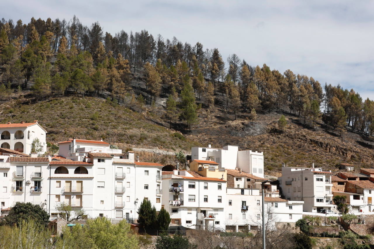 Montán, arrasado por las llamas del incendio en Castellón