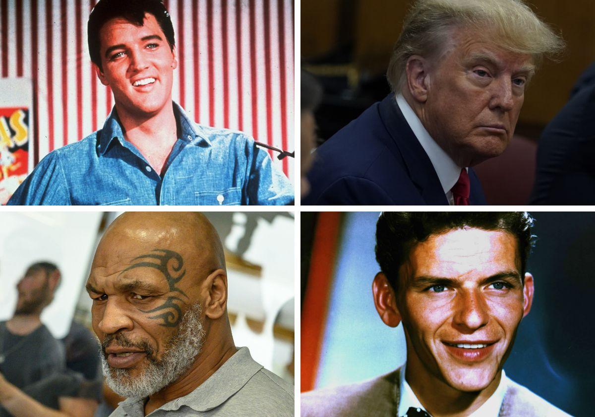 Elvis Presley, Donald Trump, Mike Tyson y Frank Sinatra.