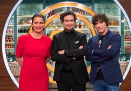Los presentadores y jurado de 'MasterChef', Samantha Vallejo-Nágera, Pepe Rodríguez y Jordi Cruz.