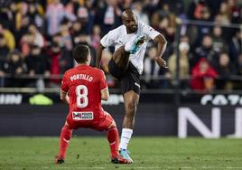 Foulquier, durante el partido de la primera vuelta contra el Almería.