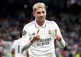 Fede Valverde dedicando un gol esta temporada.