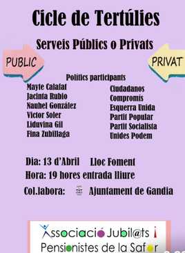 Primer debate en Gandia: Servicios públicos ¿gestión directa o privada?