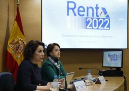 La directora general de la Agencia Tributaria, Soledad Fernández (i), y la directora del Departamento de Gestión Tributaria, Rosa María Prieto, presentan la campaña de la Renta 2022.