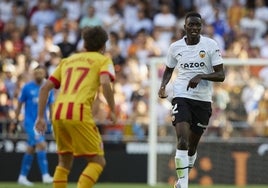 Diakhaby, durante un partido de esta temporada con el Valencia.