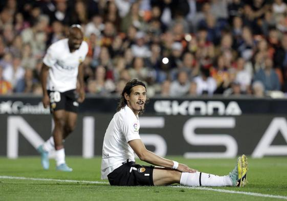 Edinson Cavani, durante el partido del Valencia ante el Sevilla.