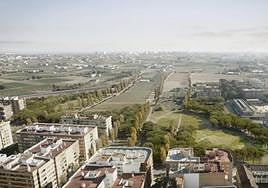 Recreación de la periferia del barrio con la ronda norte soterrada.