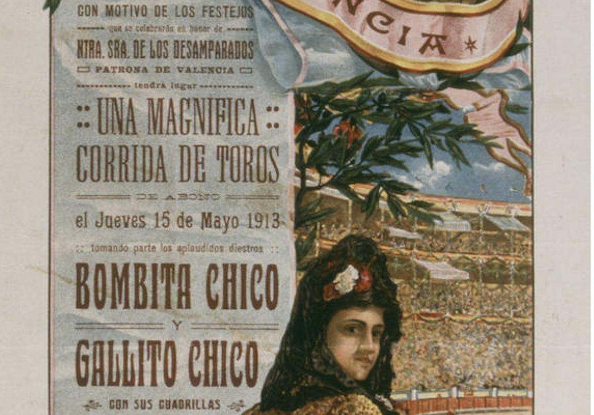 Cartel del festejo taurino de 1913 con motivo de la fiesta de Nuestra Señora de los Desamparados.