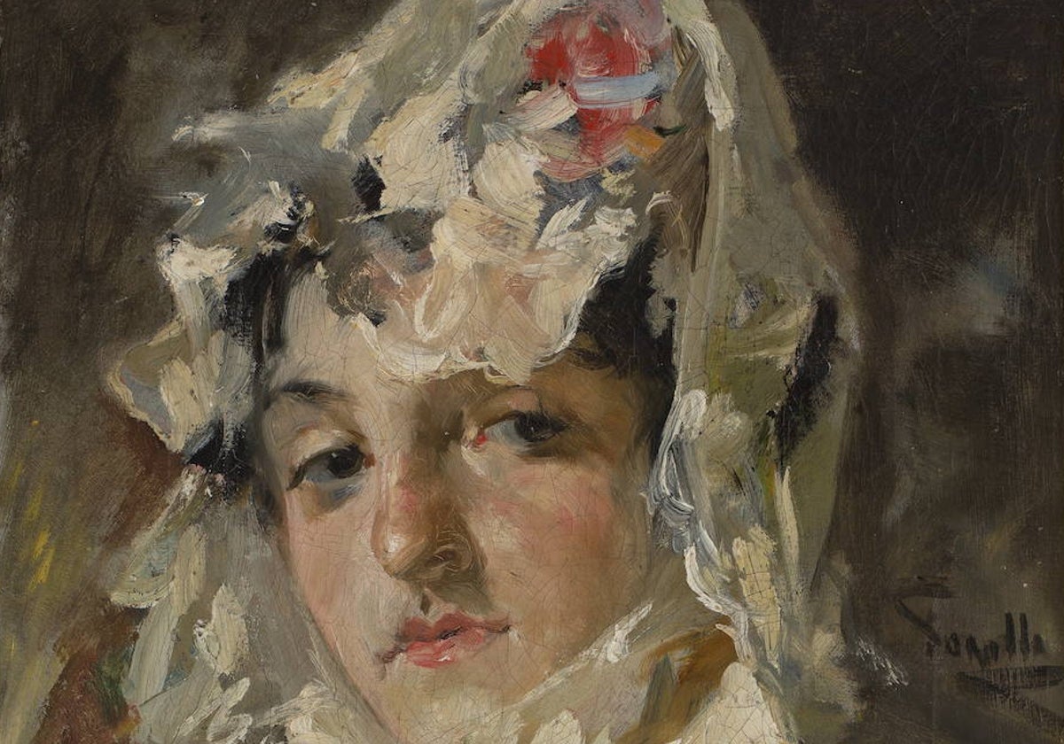 'Cabeza de mujer con mantilla', de Joaquín Sorolla, se encuentra en el Museo del Ampurdán.