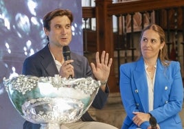 David Ferrer y Anabel Medina durante la presentación de este miércoles.