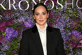 Tamara Falcó posa para los medios en el Teatro Real.