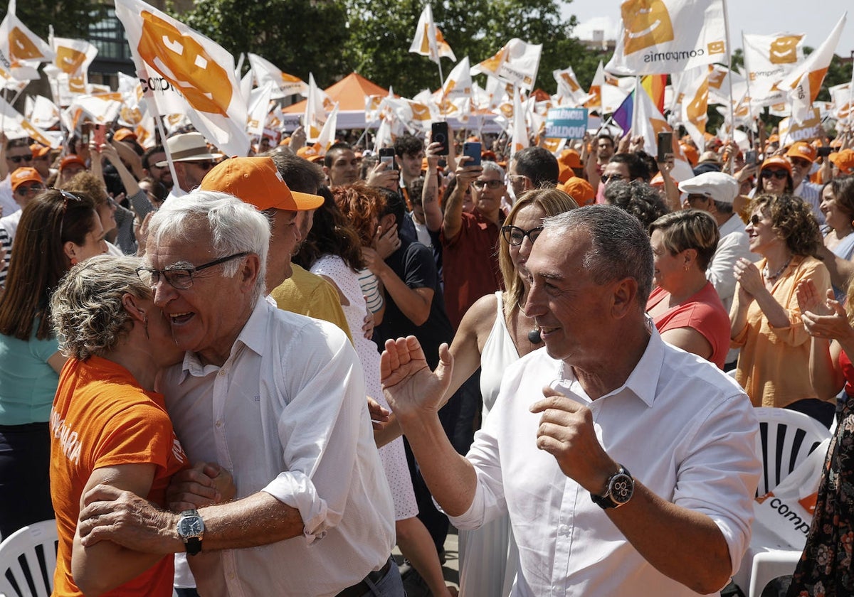 Ribó y Baldoví, durante el acto celebrado en el Parque Central.