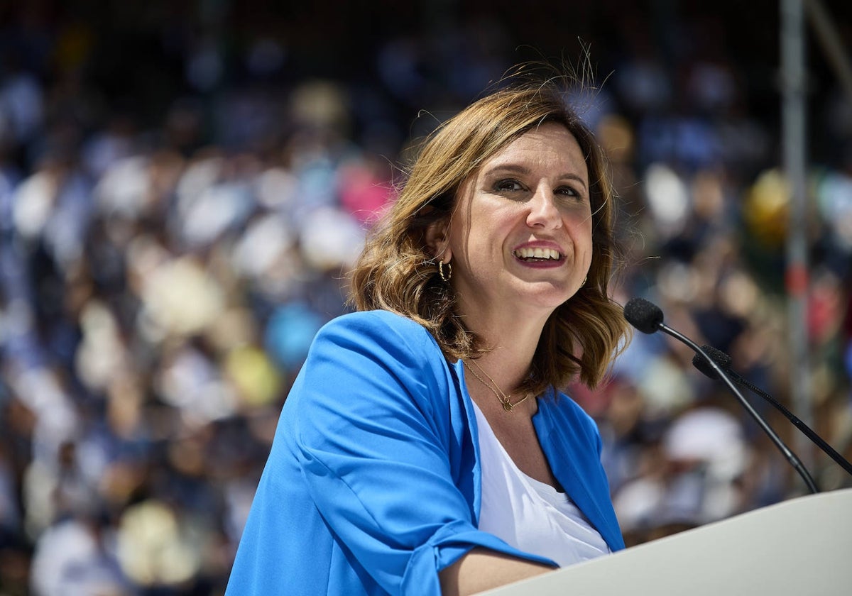 María José Catalá, durante su intervención en el mitin de este domingo.