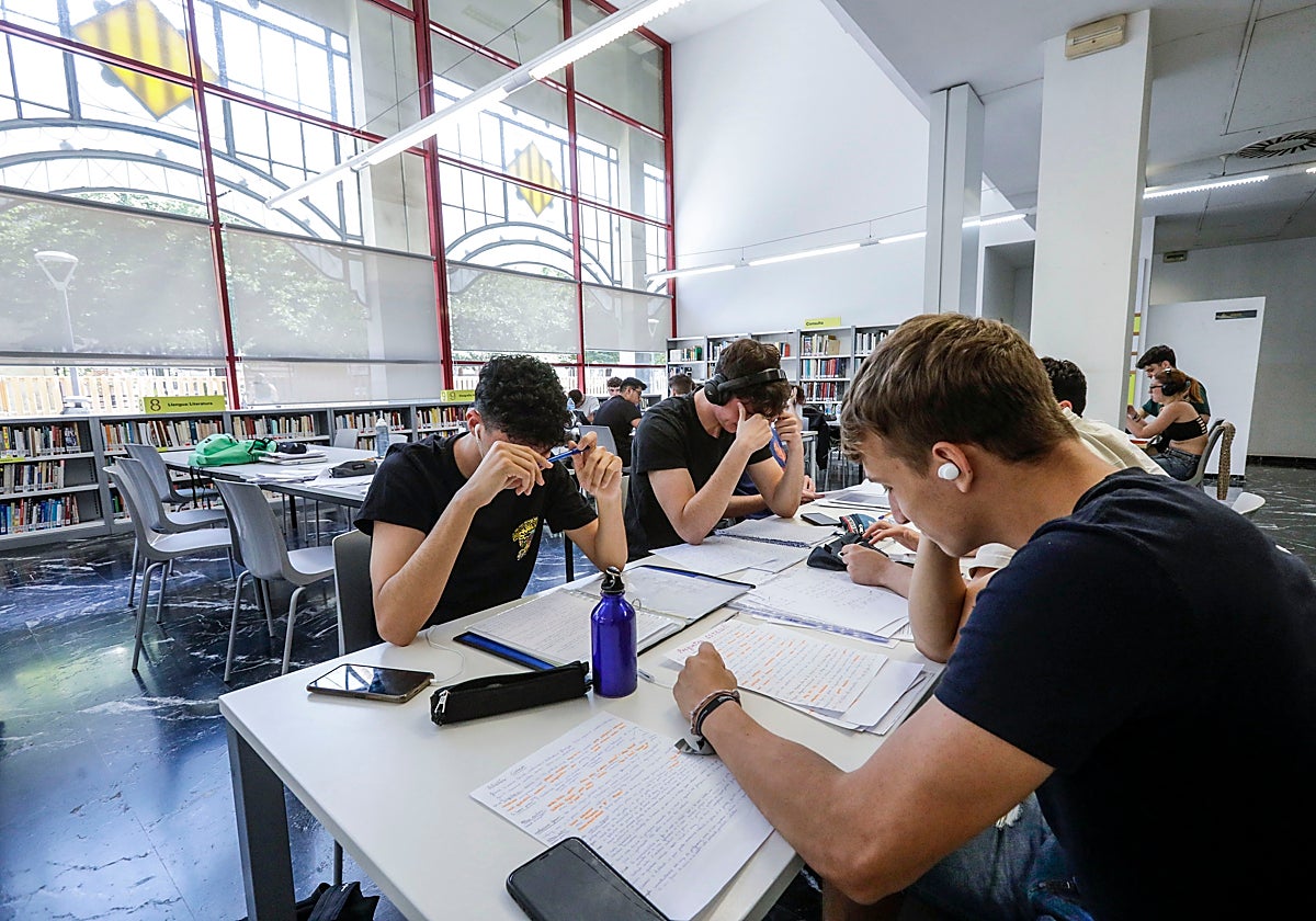 Estudiantes en una biblioteca de Valencia.