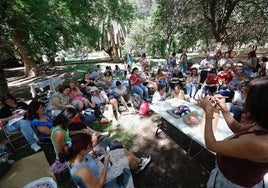 Las asistentes del primer World Wide Knitting Day en Valencia