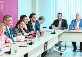 Fernández Bielsa y Soler, a la derecha, en una reunión de la ejecutiva dirigida por Puig.