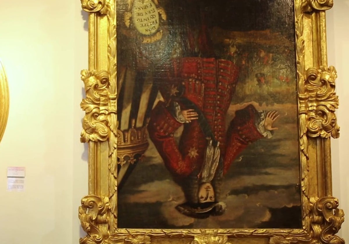 Cuadro de Felipe V boca abajo en el Museo de Xàtiva.