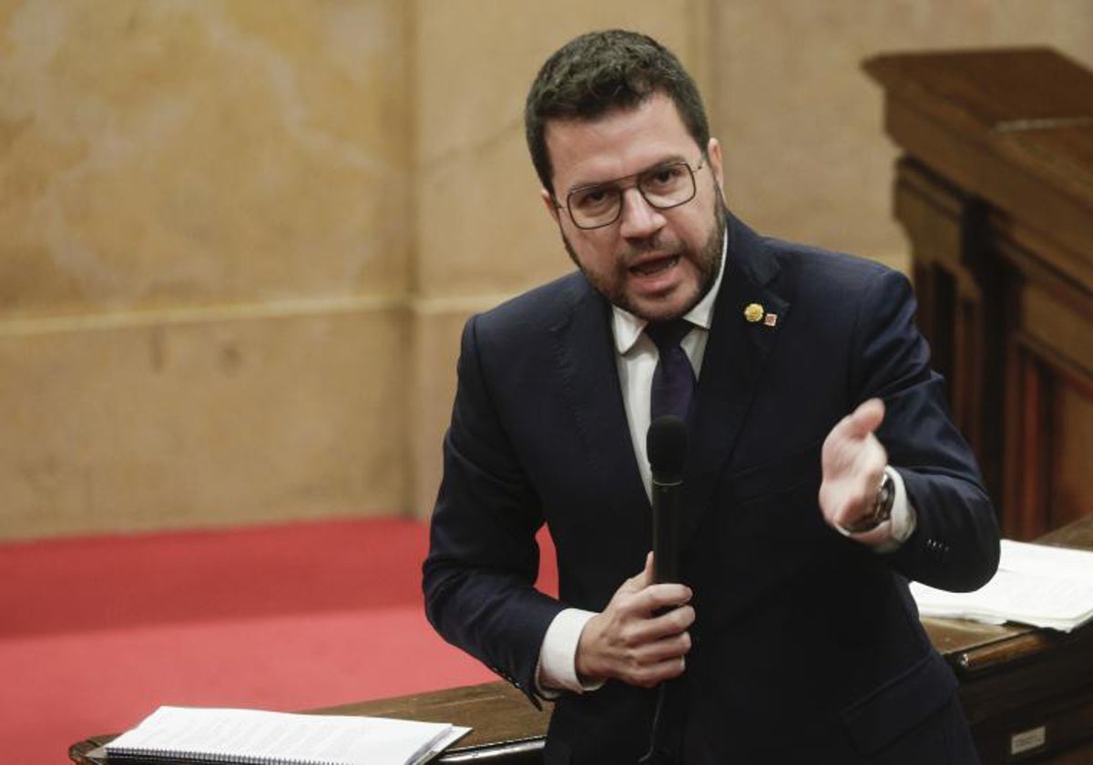 Pere Aragonés, en el parlamento catalán.