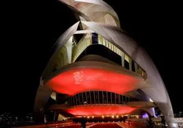 El Palau de les Arts, iluminado para la gala de los Premios Goya que se celebró en febrero de 2022.