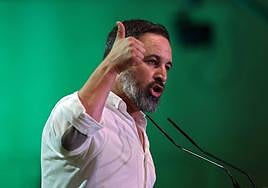 Santiago Abascal, líder de Vox, durante un acto en Madrid.