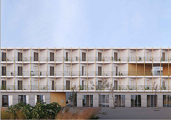 Imagen virtual de cómo será el edificio de alquiler social.