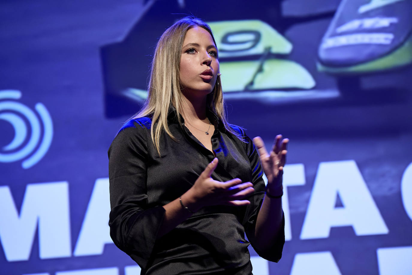 La piloto Nerea Martí, durante su presentación.