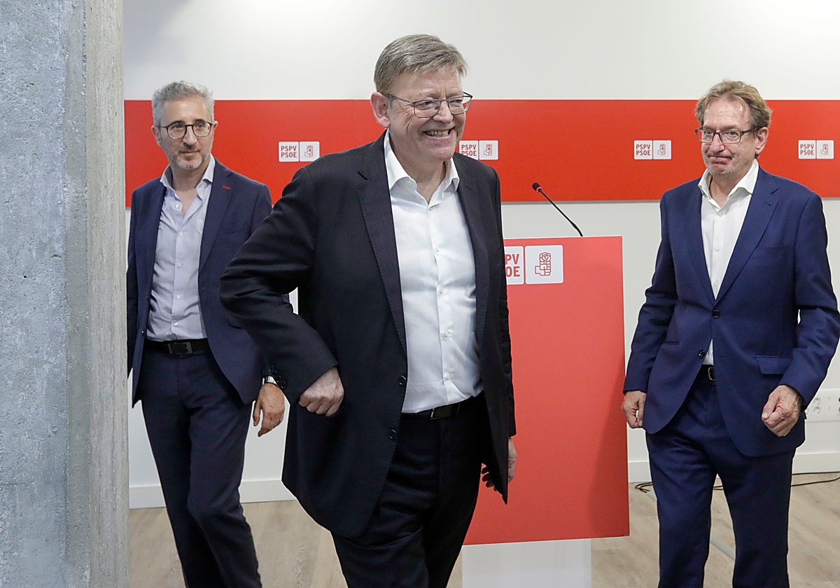 Arcadi España, Ximo Puig y Miguel Mínguez.