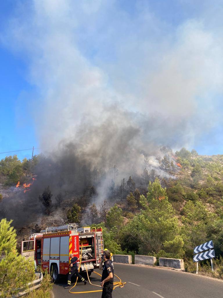 Un vehículo provoca un incendio forestal en el Montgó