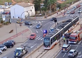 El impacto del tranvía con un coche a finales de junio.