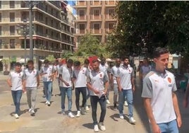 Los jugadores entrenado en la Basílica.