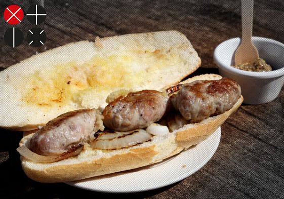 El bocadillo de figatells con cebolla y mostaza del bar Zorrilla de Pego.