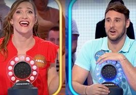 Abril Zamora y Víctor Gutiérrez en su tercer programa de 'Pasapalabra'