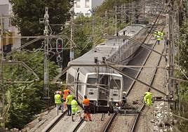 Talgo descarrilado en Sitges.