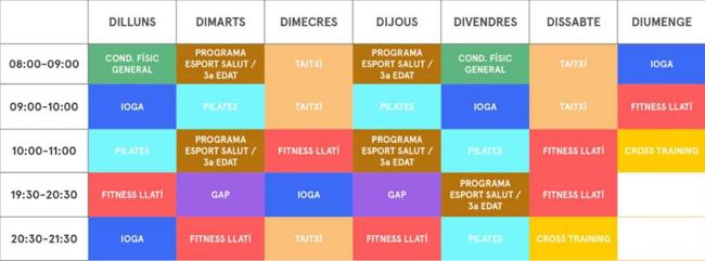 Horario actividades gratuitas