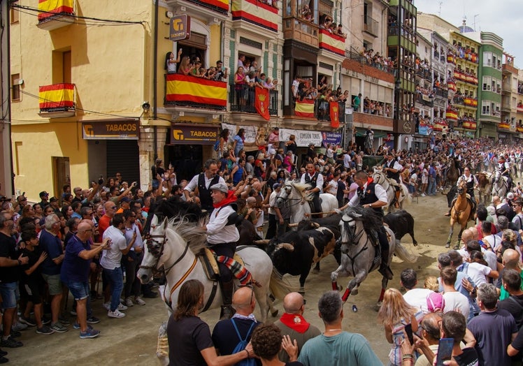 Imagen principal - Varios momentos de la entrada. En el medio, público y autoridades se preocupan por el estado de Alandí tras su caída.