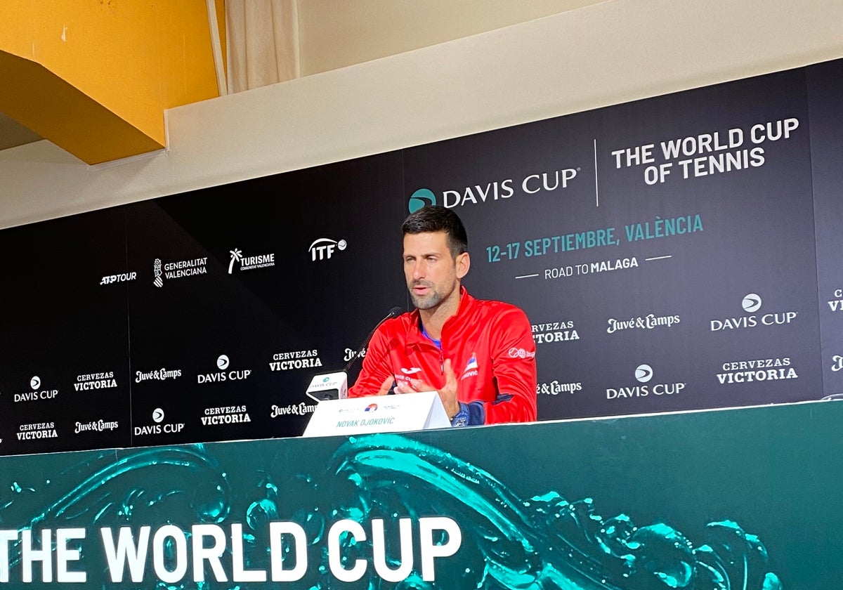 Novack Djokovic en rueda de prensa.